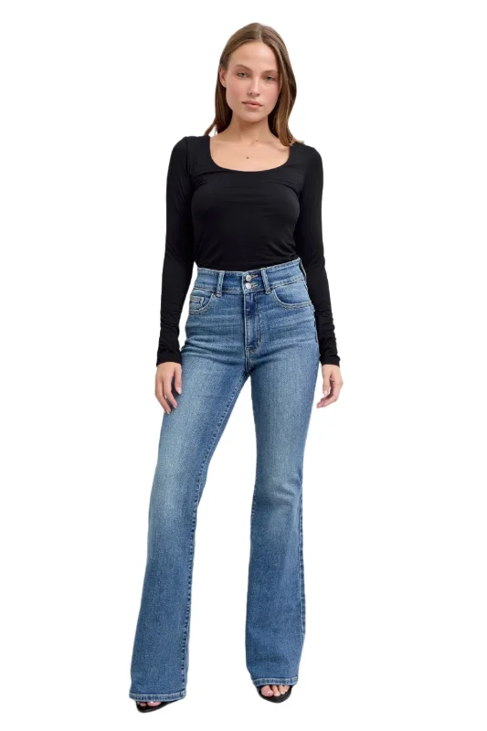 Judy Blue - High Waist Two Button Flare With Tint Jeans - 82630