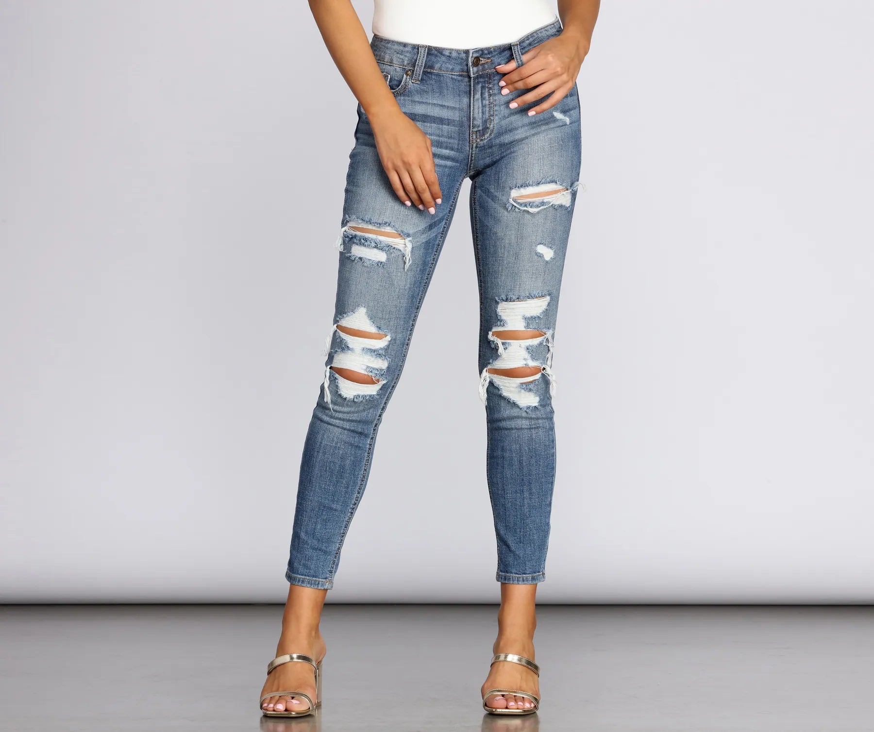 Josie Mid Rise Skinny Jeans