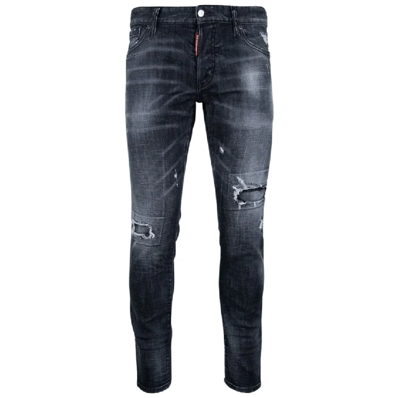 Dsquared2 Relaxed Long Crotch Reinforced Ripped Black Jeans