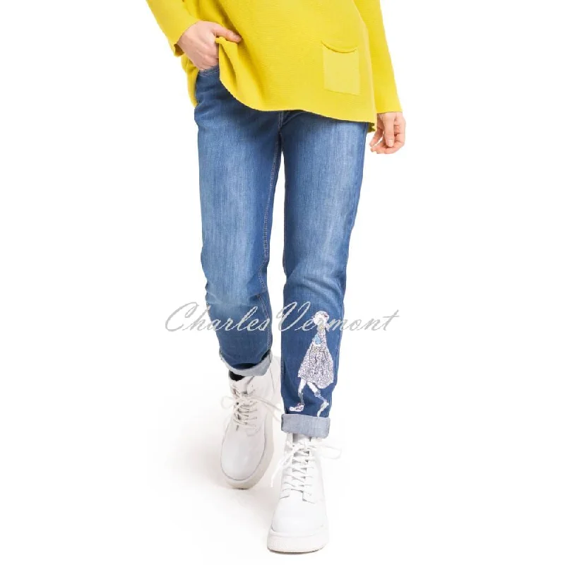 Doris Streich Jeans with Comic Motif Detail - Style 816195-56