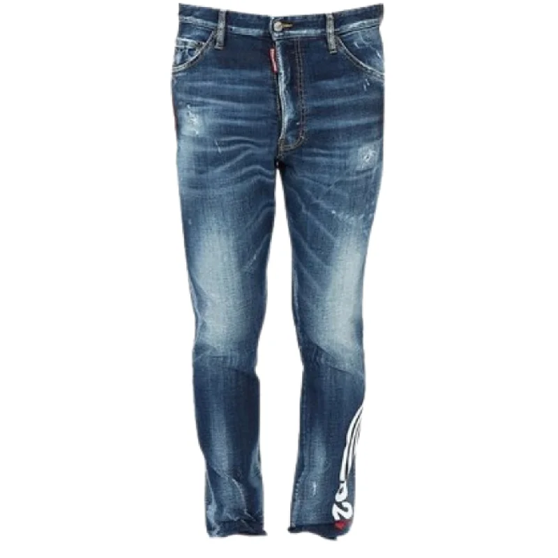 Dsquared2 Large Logo Relax Long Crotch Blue Jeans