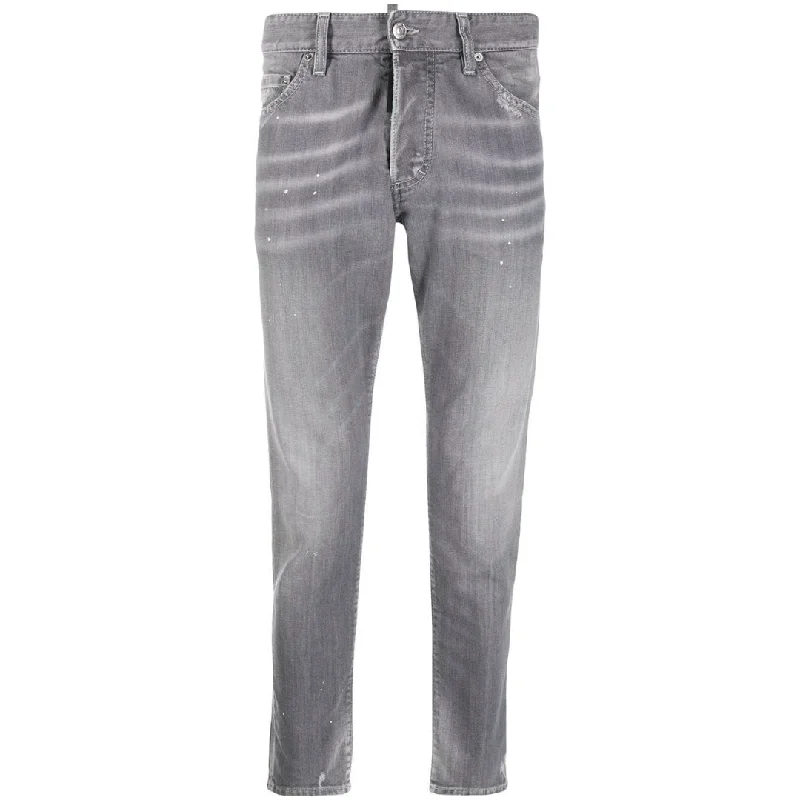 Dsquared2 Skinny Dan Faded Grey Paint Splatter Effect Jeans