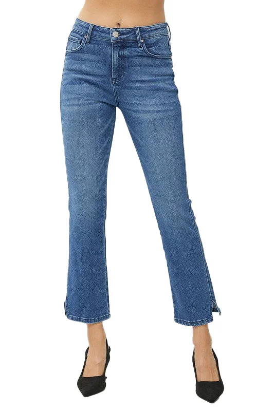 Risen Jeans - High Rise Raw Hem Slit Straight Jeans - RDP5623