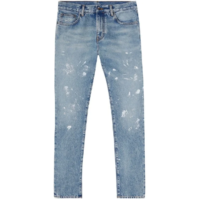 Off-White Diag Outline Print Vintage Blue Jeans