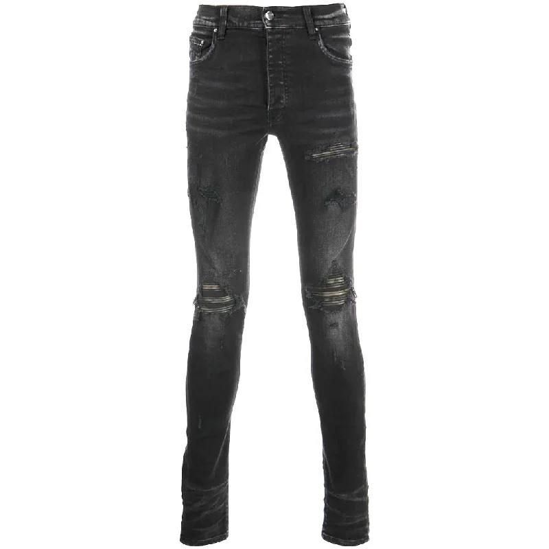 Amiri Leather Camo MX1 Aged Black Jeans