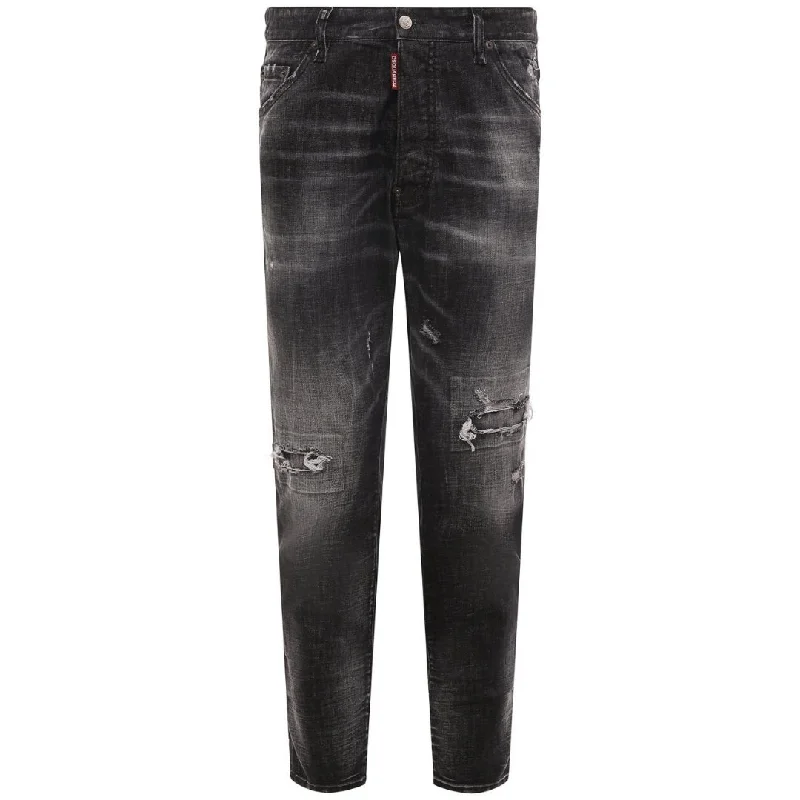 Dsquared2 Relax Long Crotch Reinforced Ripped Black Jeans