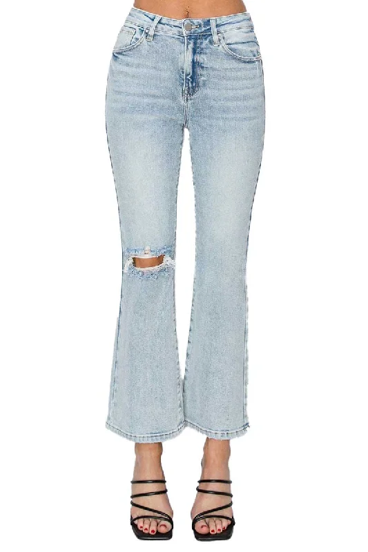 Risen Jeans - High Rise Distressed Ankle Flare Jeans - RDP5696L