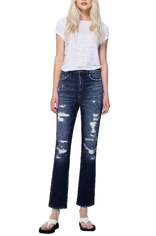 Flying Monkey - Yoko - Distressed Super High Rise Straight Jeans - F4369A