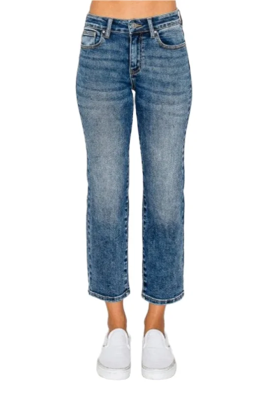 Wax Jean - Baisc Stone Wasked Crop Straight Jeans - 90370