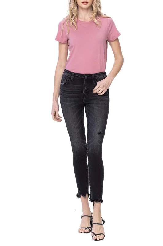 Flying Monkey - Mid Rise Crop Destroyed Hem Skinny Jeans - F5294A