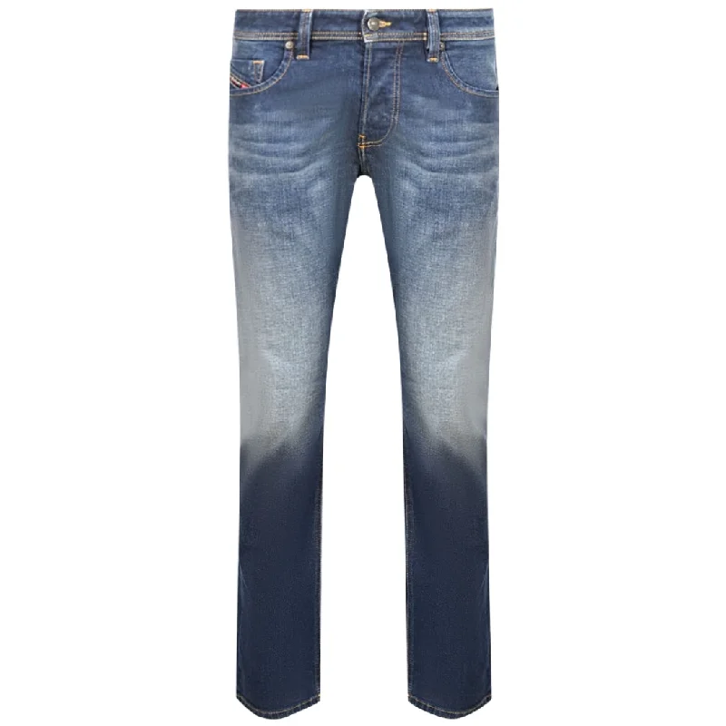 Diesel Larkee-X Straight Fit Stone Washed Dark Blue Jeans