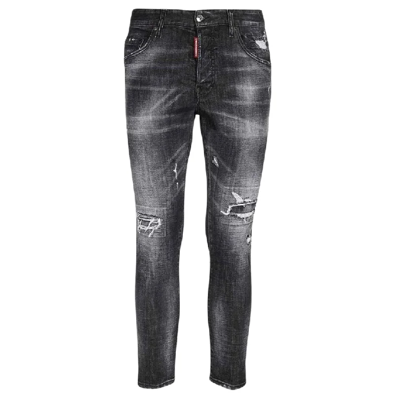 Dsquared2 Skater Jean Reinforced Ripped Black Jeans