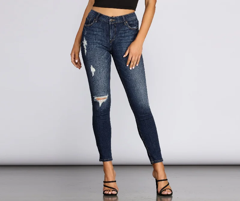 Jude Mid Rise Skinny Dark Denim Jeans