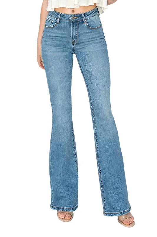 Risen Jeans - Mid Rise Basic Flare Jeans - RDP5404