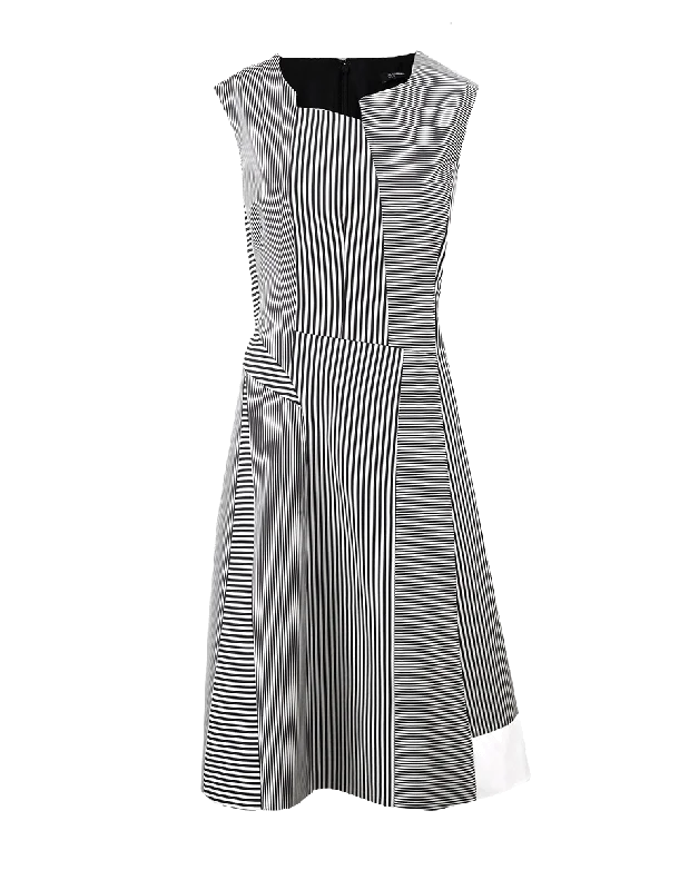 Asymmetric Neckline Stripe Dress