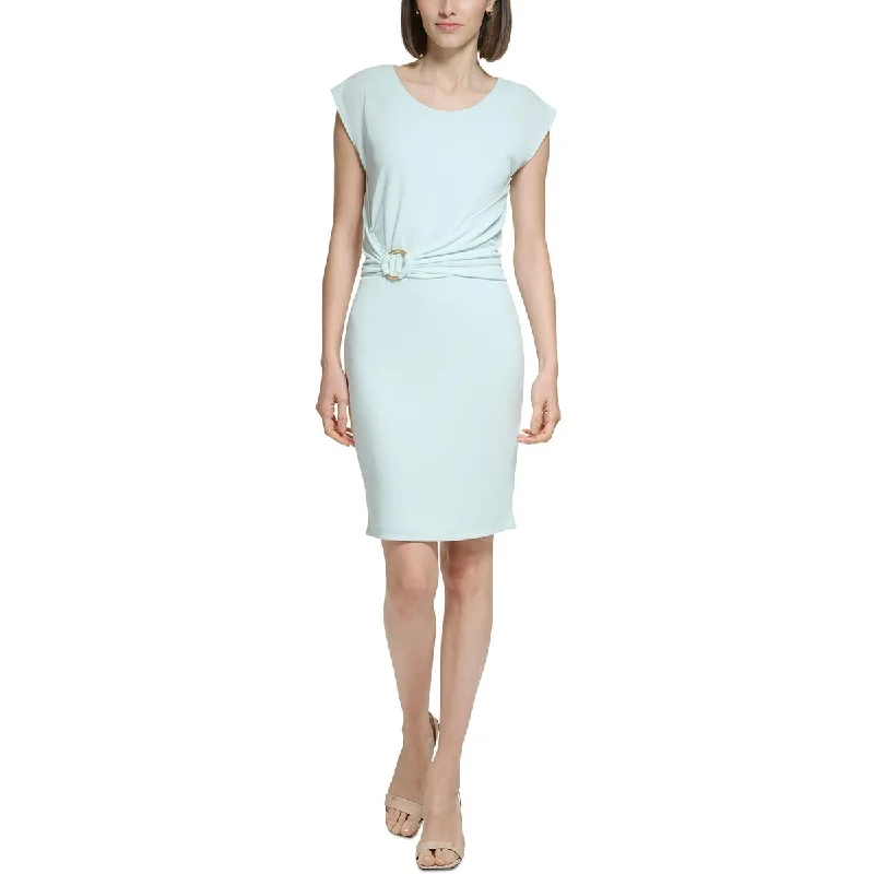 Calvin Klein Womens Jersey Cap Sleeves Sheath Dress