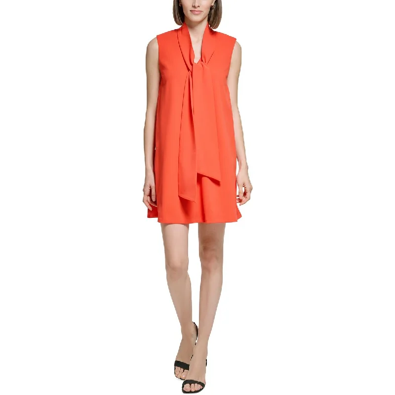 Calvin Klein Womens Tie Neck Short Mini Dress