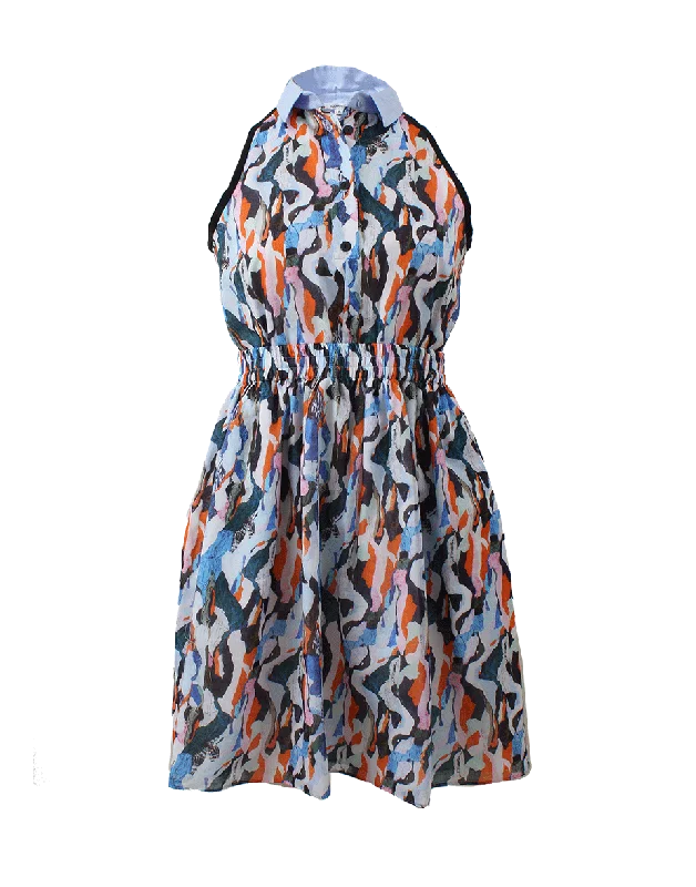 Printed Dress With Piping Detail