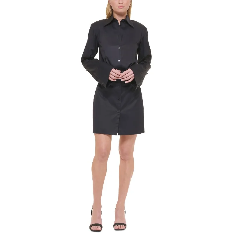 Calvin Klein Womens Cotton Long Sleeves Shirtdress