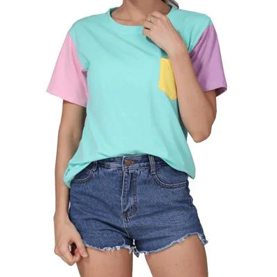 Summer Style Fashion Women's Harajuku Patchworked Casual Cotton T-Shirts