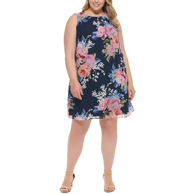 Jessica Howard Womens Plus Floral Knee Shift Dress