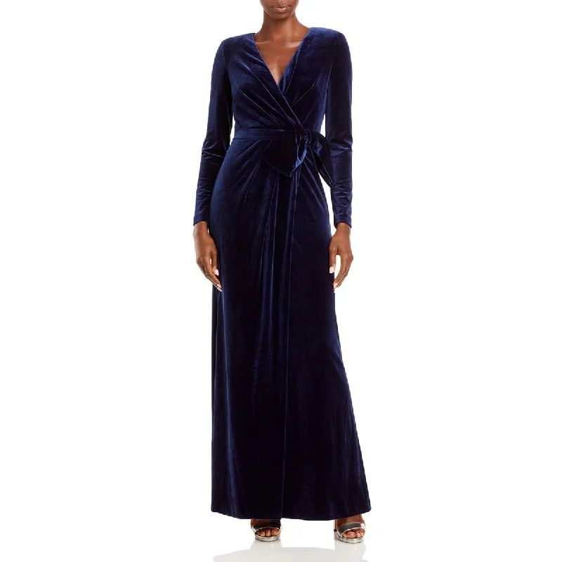 Eliza J Womens Velvet Faux Wrap Evening Dress