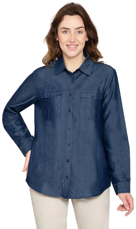 Women's Classic Denim Shirt – Crisp and Tailored for the Urban Cowgirl