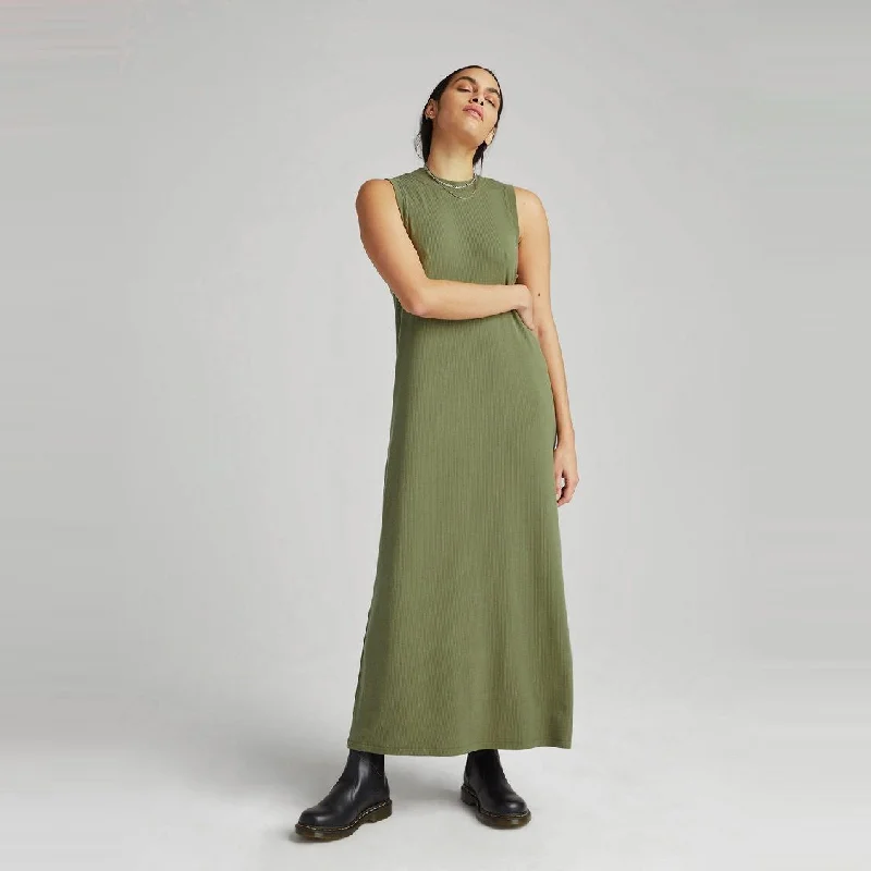 Vintage Rib Column Dress (Olive Army)