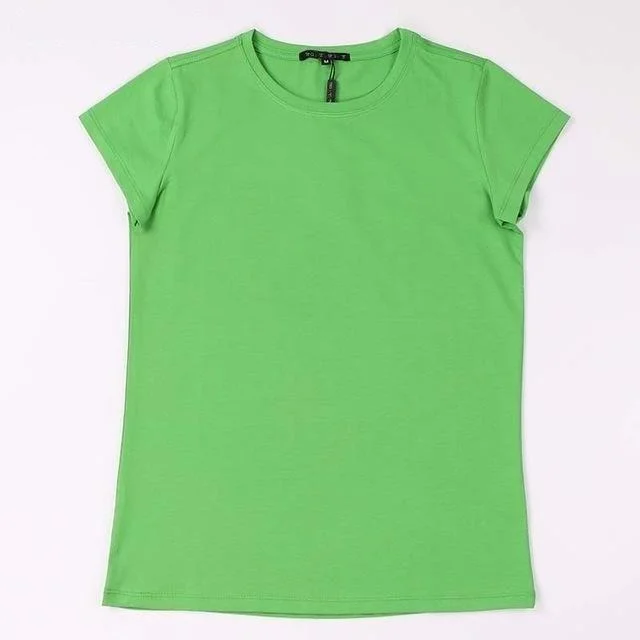 High Quality 18 Color S-3XL Plain Cotton Elastic Basic T-Shirt for Women