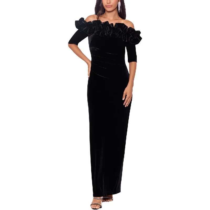 Xscape Womens Velvet Long Evening Dress