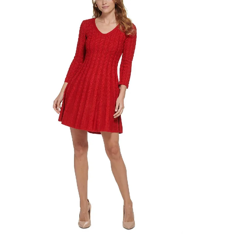 Jessica Howard Womens Petites Knit Mini Sweaterdress