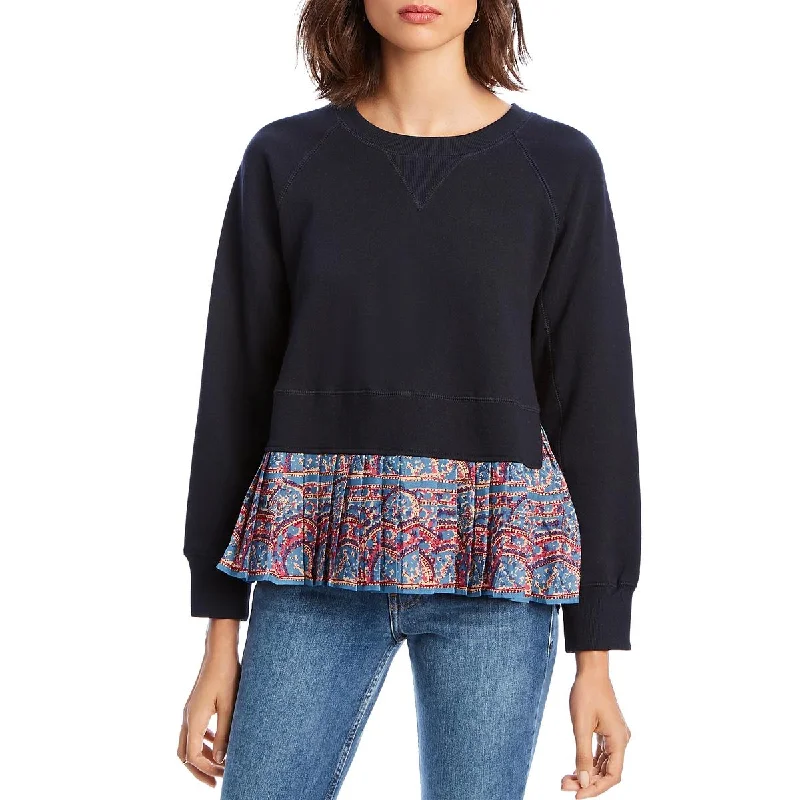 LINI Womens Clair Pleated Mixed Media Sweatshirt