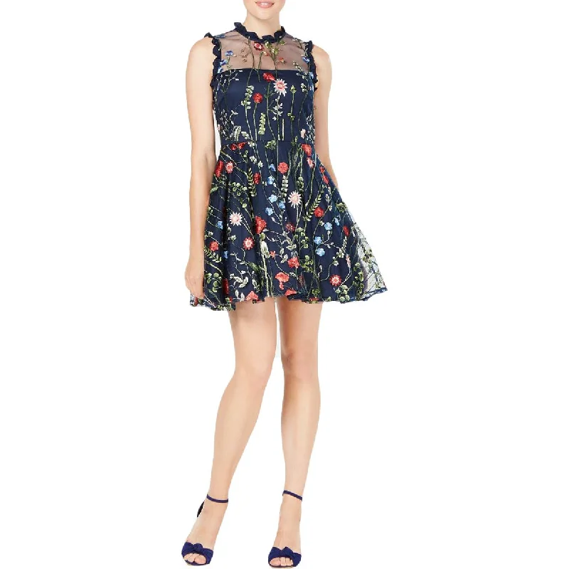 City Studio Womens Juniors Floral Mini Fit & Flare Dress