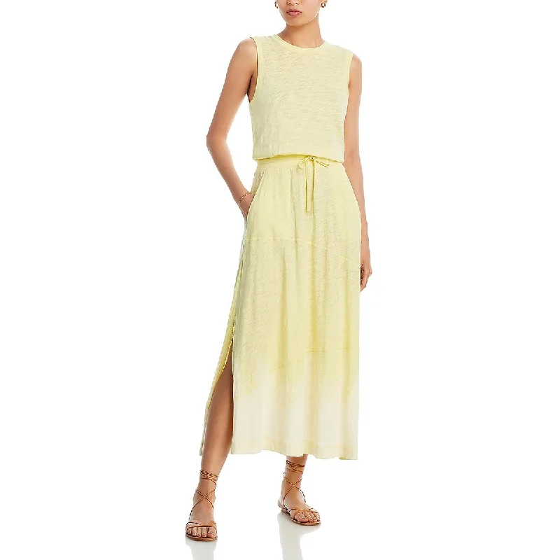 ATM Womens Cotton Tiered Maxi Dress