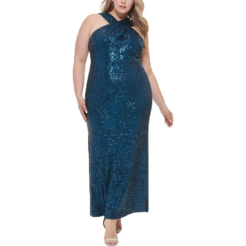 Eliza J Womens Plus Sequined Maxi Evening Dress