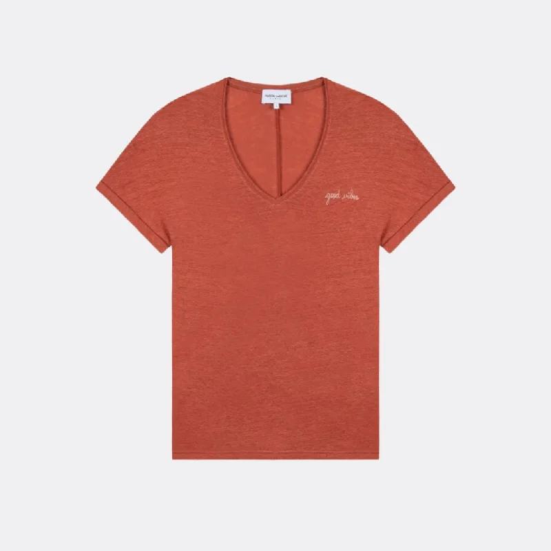 "Good Vibes" Linen Château T-Shirt (Terracotta)