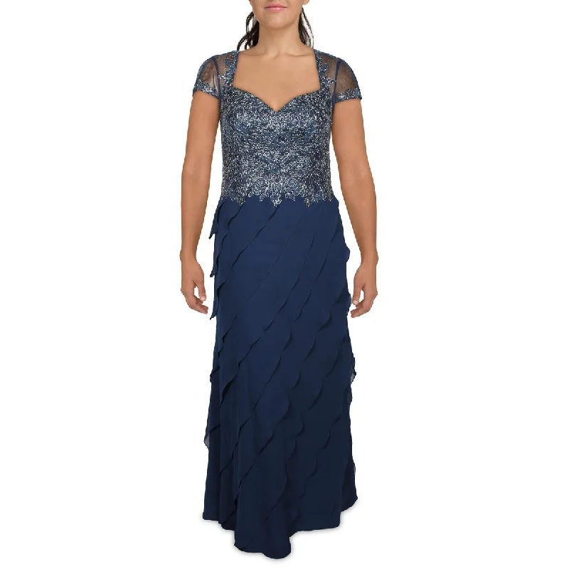 Xscape Womens Chiffon Embellished Evening Dress