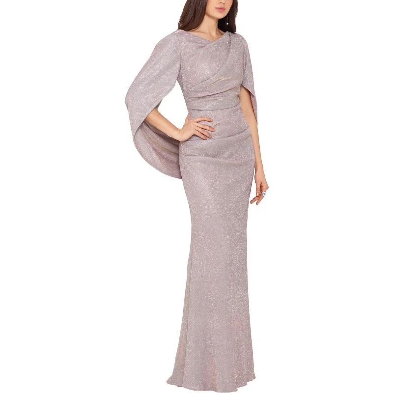 Betsy & Adam Womens Metallic Maxi Evening Dress