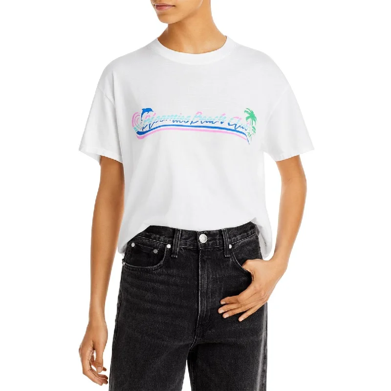 Bloomies Womens Beach Club Graphic Cotton T-Shirt