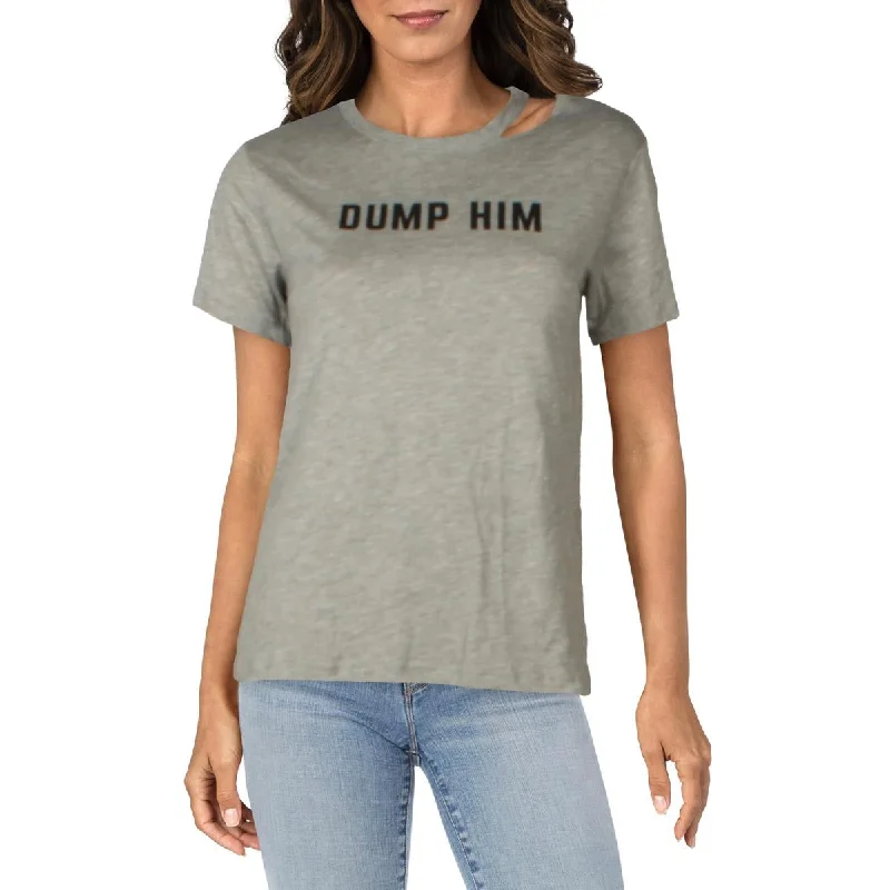 Knit Riot Womens Dump Him Ripped Crewneck T-Shirt