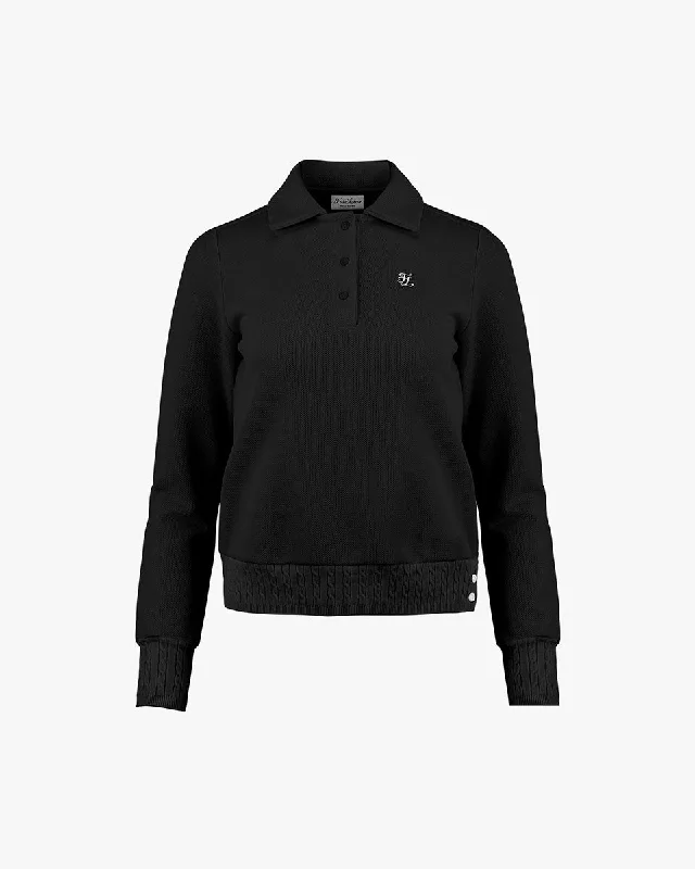 Sweater Layered Collar T -shirt - Black