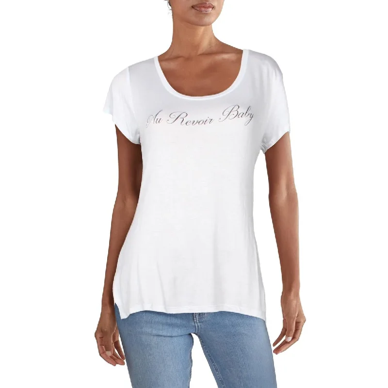 Rossmore Womens Au Revoir Hi-Low Scoop Neck Graphic T-Shirt