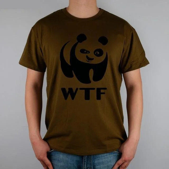 WTF Funny Faces Panda Cotton Lycra Top Fashion T-shirt for Men