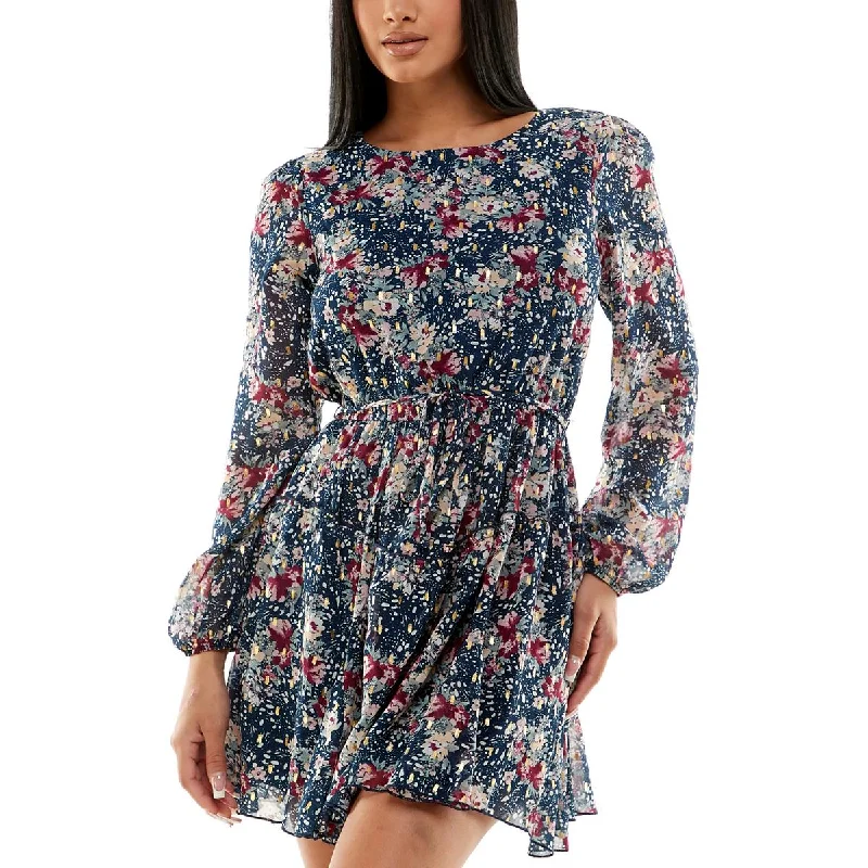 Speechless Womens Juniors Floral Short Mini Dress