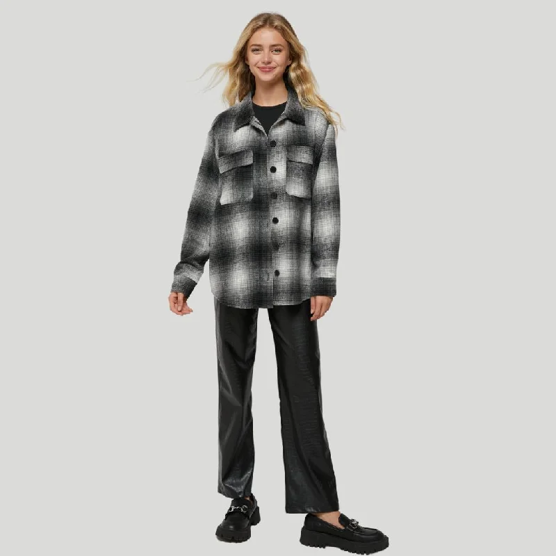 Plaid Shirt Jacket (Black)