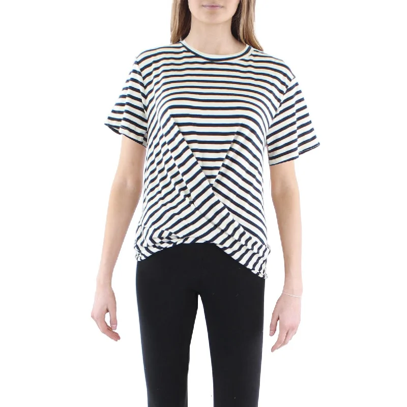 Anthropologie Maronie Womens Striped Tie Back T-Shirt