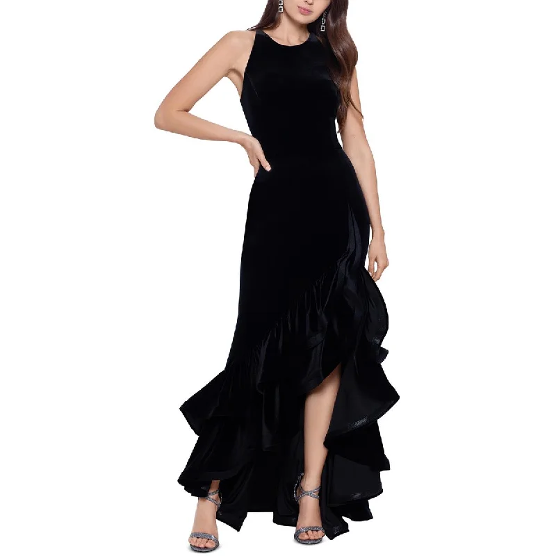 Betsy & Adam Womens Velvet Maxi Evening Dress