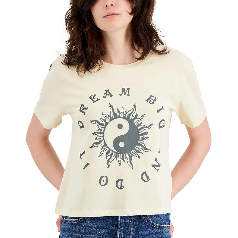 Rebellious One Womens Juniors Dream Big Graphic Crew Neck T-Shirt