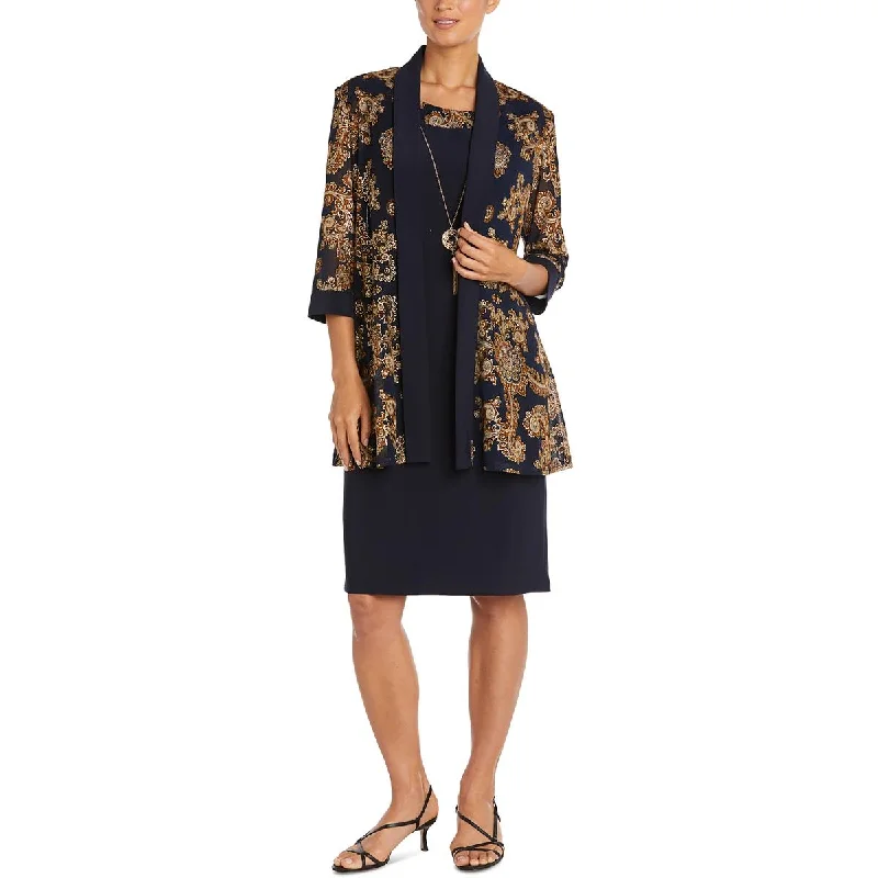 R&M Richards Womens Chiffon Jacket Two Piece Dress