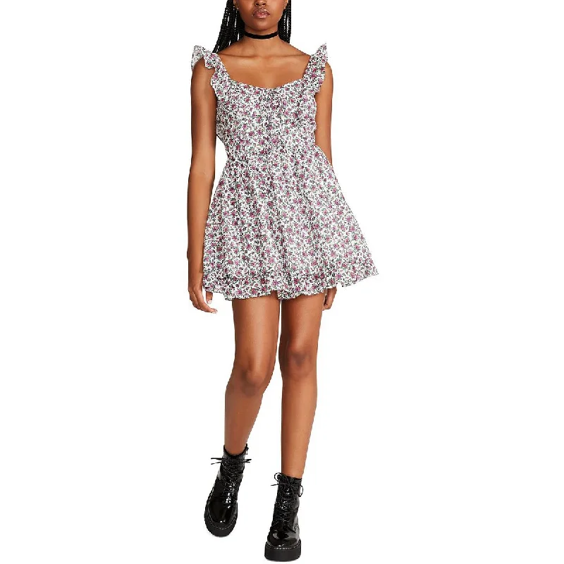 Betsey Johnson Womens Floral Corset Seamed Sundress